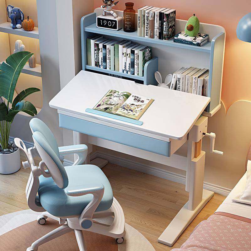 儿童学习桌家用小学生写字桌椅套装可升降课桌男女孩卧室实木书桌