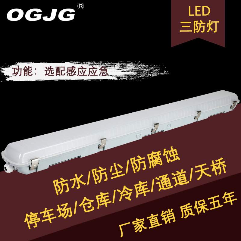 高品质led照明灯T5T8单管PC罩防水冷库车库三防净化灯支架灯