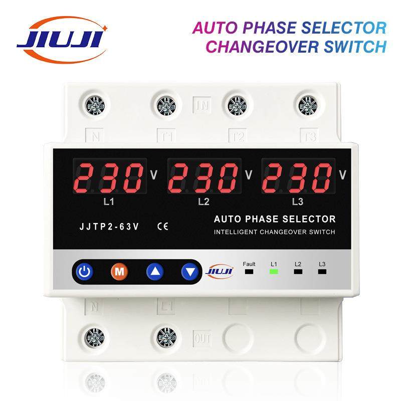 自动转换三相数显不间断可调过欠压保护器63A缺零缺相220V电压表