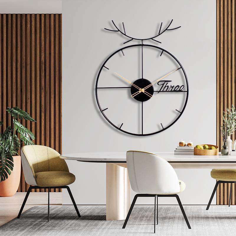 简约静音西班牙挂钟客厅个性家用钟表餐厅墙面上装饰极简铁艺时钟