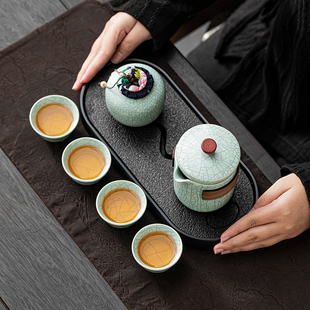 汝窑茶具套装一人独饮小茶具2024新款旅行茶具高端出差必备茶具