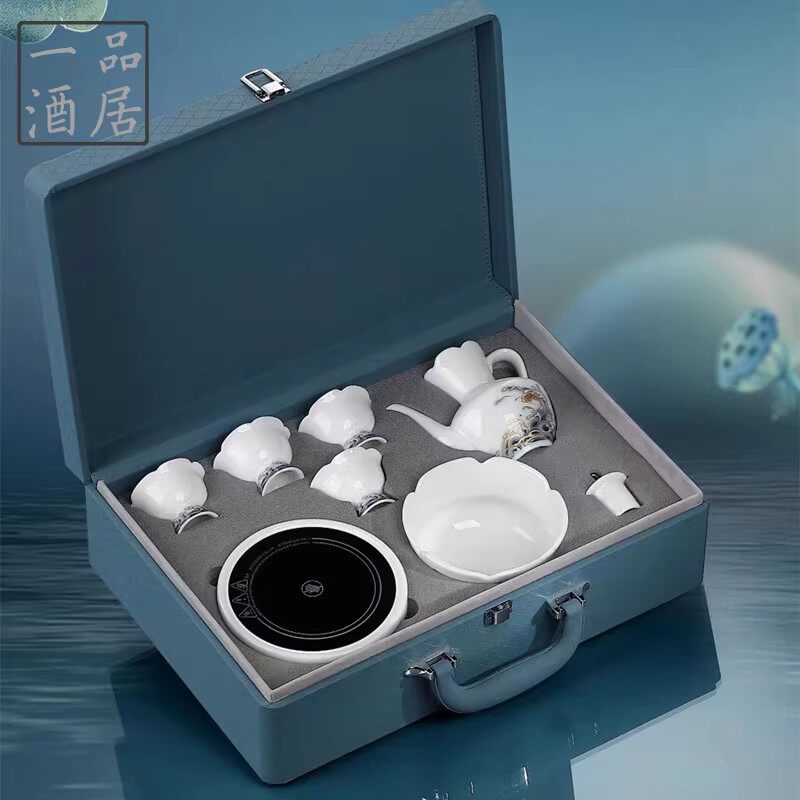 一品酒居陶瓷羊脂玉酒具套装酒壶酒杯温酒器酒炉高端家用送礼酒具