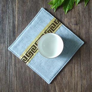 棉麻杯垫茶道组合垫子简约茶杯垫创意家用中国风布艺隔热垫 新中式
