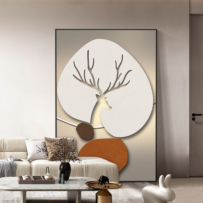 现代简约客厅落地画大幅沙发背景墙壁画玄关装饰画走廊挂画高级感