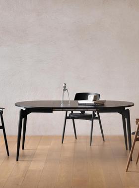 Jolor斯堪的纳维亚现代极简主义家用橡木小公寓黑色实木可折叠伸