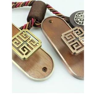 包邮一对新中式窗帘墙钩现代实木覆古合金挂钩窗帘绑带配件窗帘钩