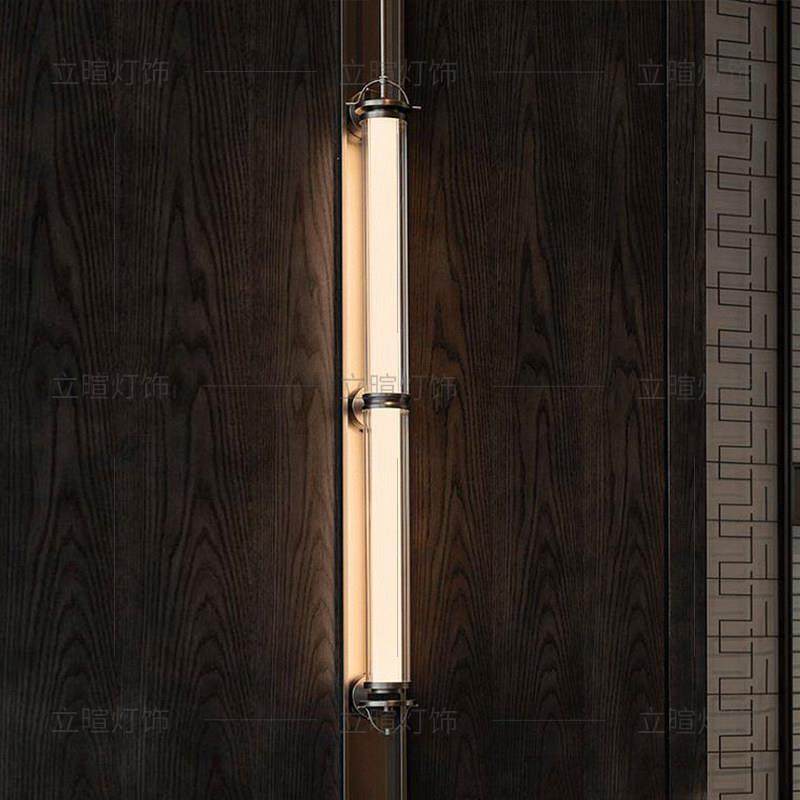 设计师创意酒店大堂过道长条壁灯新中式背景墙灯新款工程长杆壁灯