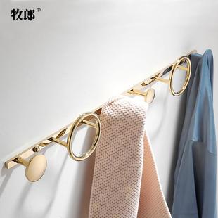 轻奢北欧金色排钩衣帽架创意入户门后衣服挂钩壁挂墙壁玄关挂衣钩