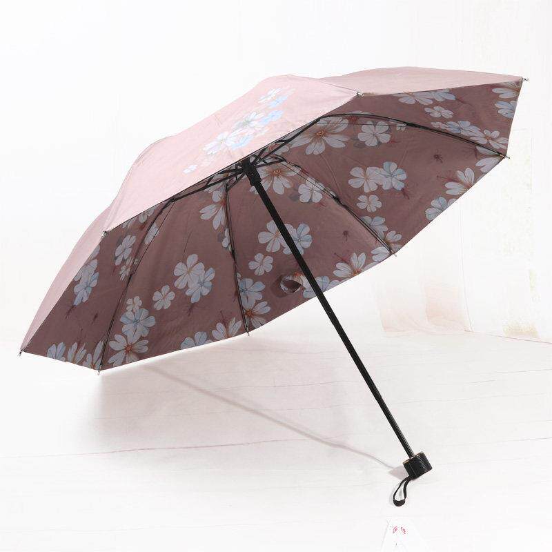 太阳城三折双层黑胶布超强防紫外线防晒遮阳伞零透光女士太阳伞