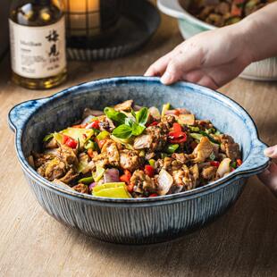 酸菜鱼大盆碗12英寸双耳汤碗大号家用水煮鱼毛血旺专用碗公大盘子