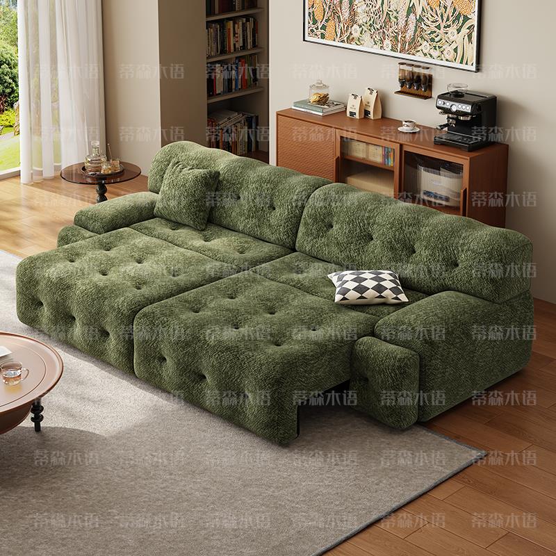 雪尼尔罗奇堡电动沙发自动伸缩折叠客厅零靠墙智能功能直排沙发床