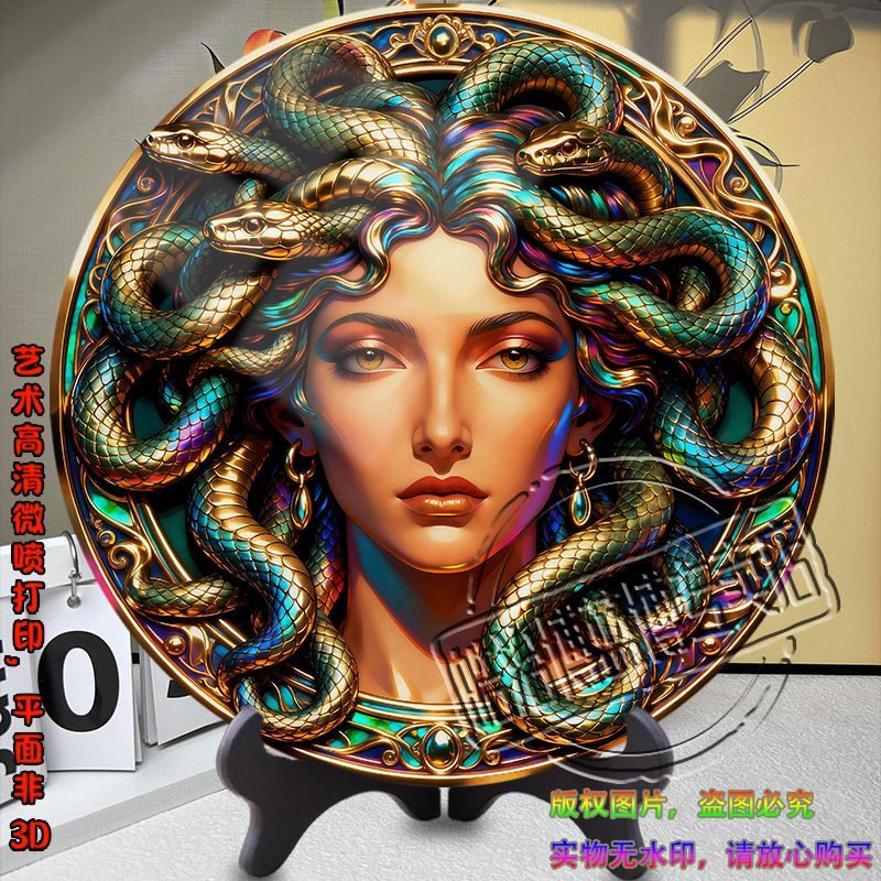 新款美式美杜莎平面插画客厅卧室现代装饰画
