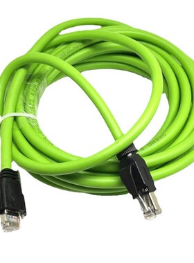 Gige绿色高柔工业相机网线以太网拖链线缆带锁头工业跳线6类