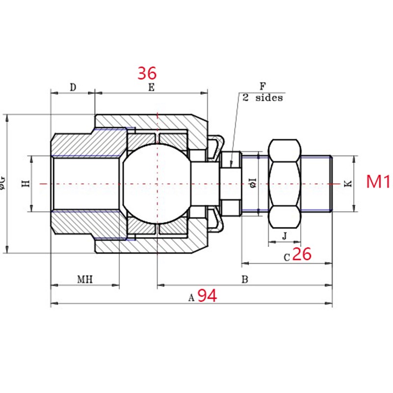 摆动CZJ-M16X2浮动接头粗牙M16X2.0氣缸万向节接M27 M10X1.5X1.25
