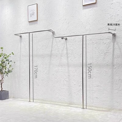 服装店展示架上墙壁挂侧挂货架男女装墙上挂衣杆银色不锈钢架定制