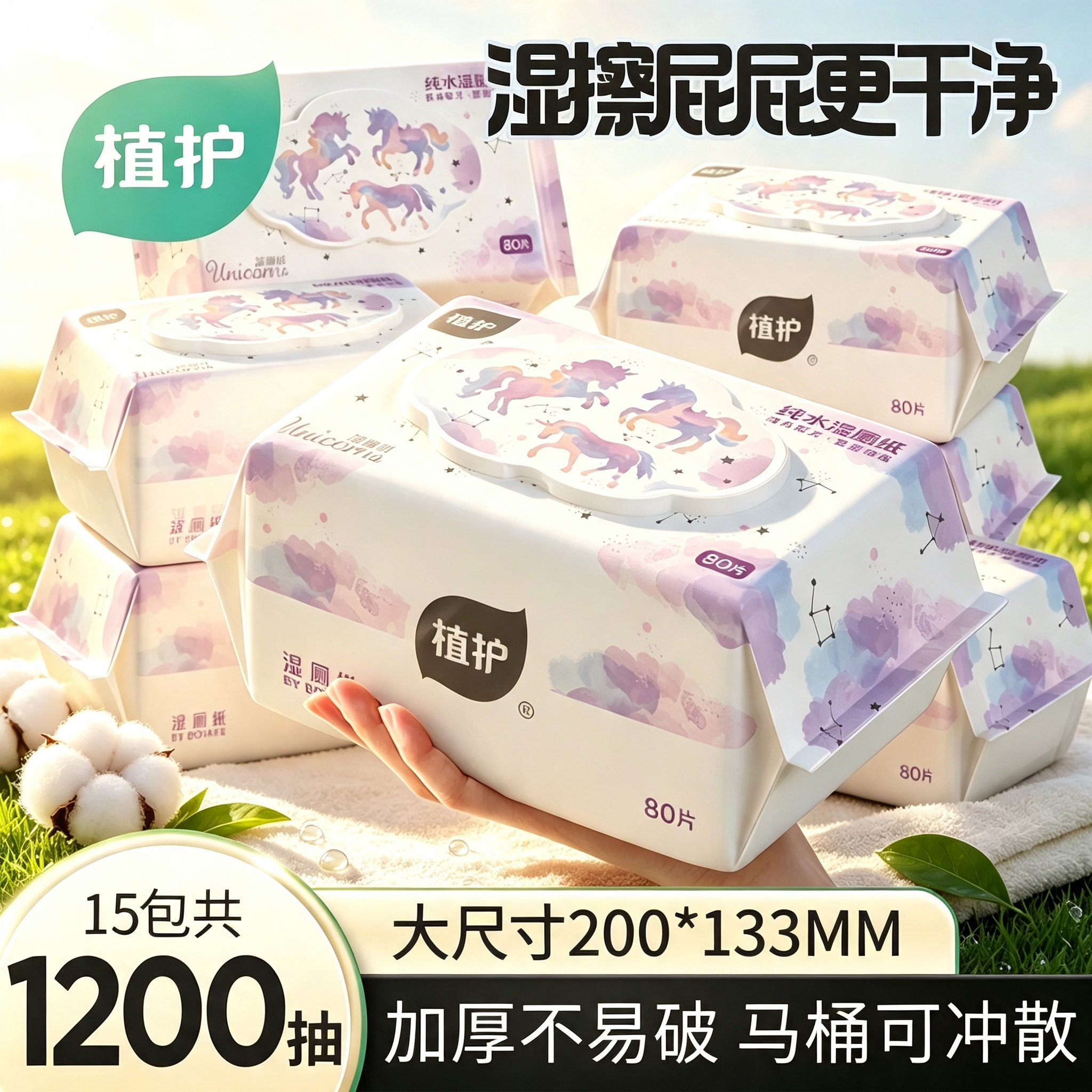 植护湿厕纸加厚80抽家用实惠装图片