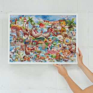 图图叮当【海狮表演】1000片可爱卡通儿童拼图分包横版蓝卡珠光拼