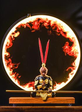 孙悟空摆件齐天大圣斗战胜佛办公室电脑桌创意火焰灯发光装饰摆件