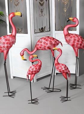 婚庆仿真铁艺火烈鸟森系婚庆道具庭院露台商场橱窗装饰品花园摆件