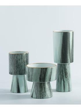 样板间玄关干花瓶现代家居软装饰品摆件客厅书房摆件直口陶瓷花瓶