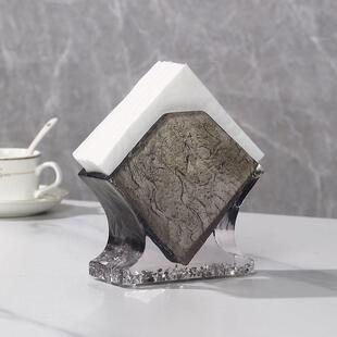 高级桌面餐巾纸座方形纸架托商用方纸巾架台面立式纸巾夹定制logo