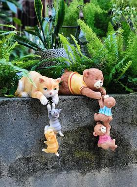 庭院小猫饰品户外花园阳台动物之家床和早餐台阶花架花盆配套配件