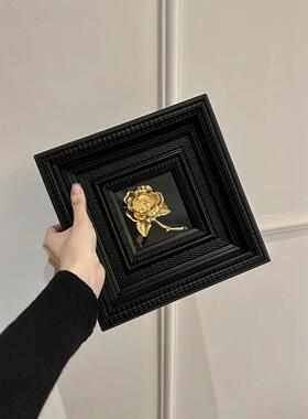 高级感中古风组合装饰画法式花卉黑色复古挂画卧室客厅背景墙壁画