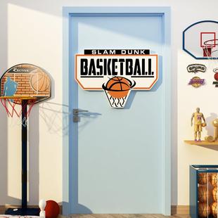 nba篮球主题海报门贴纸挂画卧室男孩生儿童房间布置背景墙面装 饰