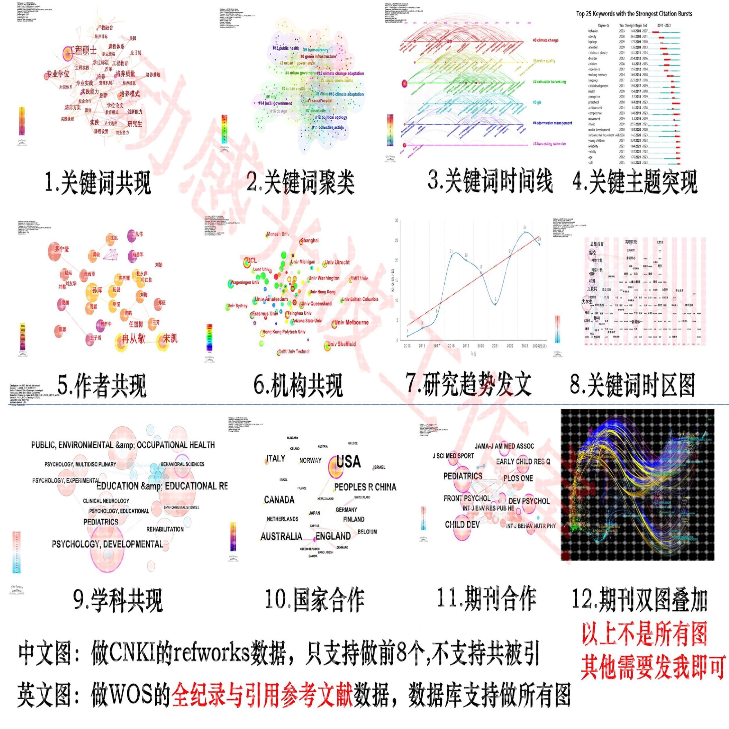 citespace代画图作图数据分析Citespace文献可视化做图时区图聚类
