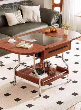 中古厅风折叠茶几边几IEI可移动收纳用小户型客移动圆桌阳台家推