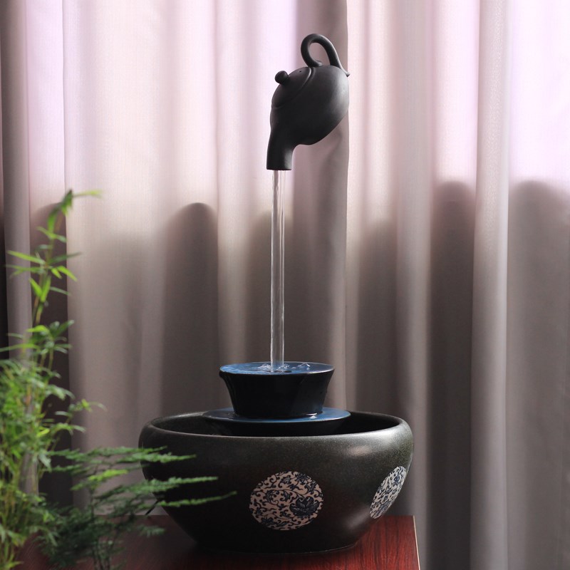 悬壶鱼缸池盆喷泉装饰流水器摆件水缸景观瀑布造景循环水氧气配件