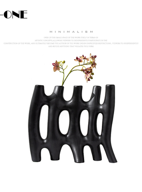 rzone 现代简约抽象异形花瓶陶瓷磨砂客厅极简样板房软装花器摆件