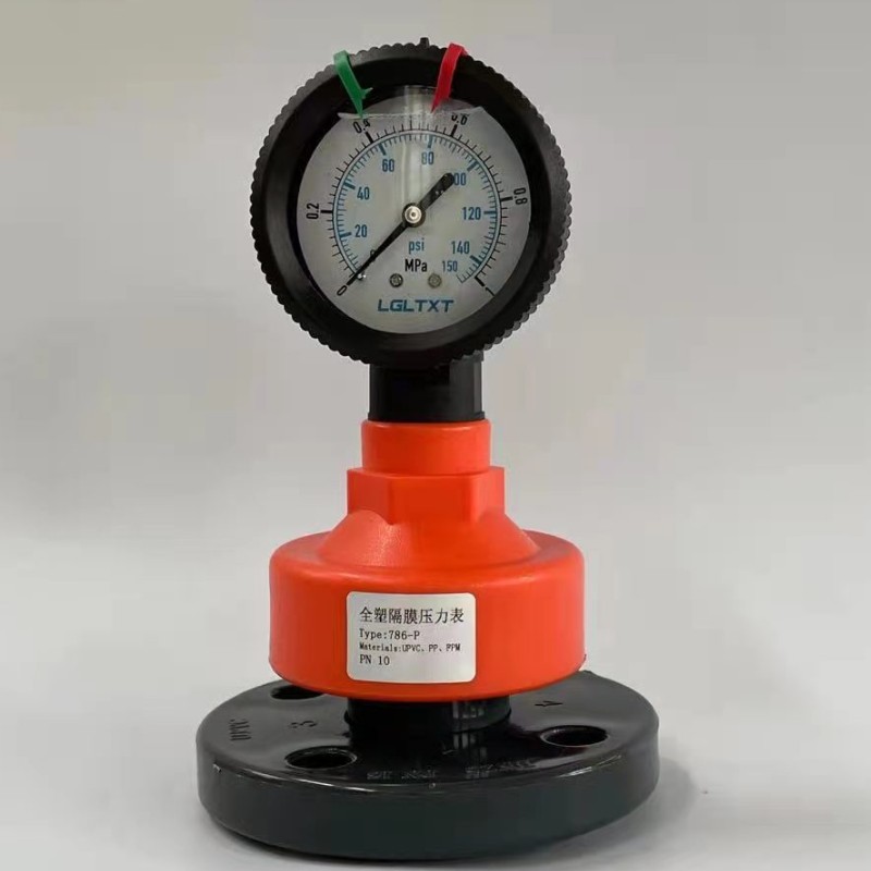 UPVC法兰隔膜压力表 工业塑料耐腐蚀压力表 法兰连接不锈钢压力表