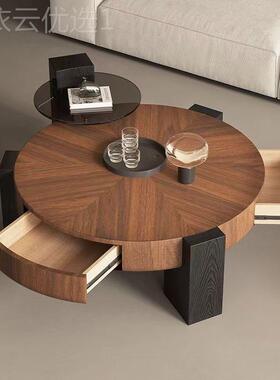 意计式极实茶木几组合客厅高级感设简师款圆形小户型个性茶BCS桌