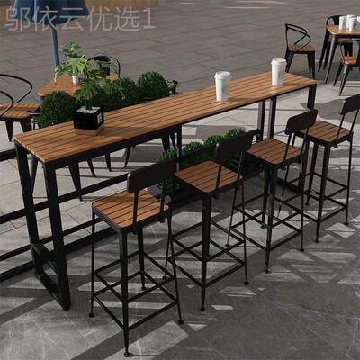 户塑木吧台桌椅组合用 家墙外LH-20227吧靠台桌椅露天长条酒吧桌