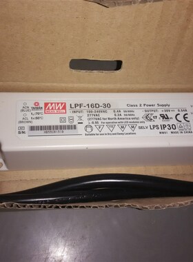 LPF-16D-30 16W 30V0.54A明纬PFC塑壳IP67防水调光LED电源 全新