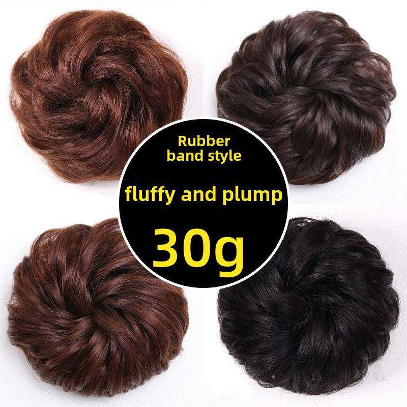 球头假发芽卷曲的头发橡皮筋发带蓬松的发袋人造头发顶高髻短发现