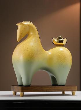 新中式马上有钱办公室摆件客厅电视柜酒柜桌面装饰品开业乔迁礼物