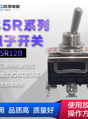昌得CNTD  钮子开关 C5R12B 拨动摇头开关复位 三脚二档1121R银点