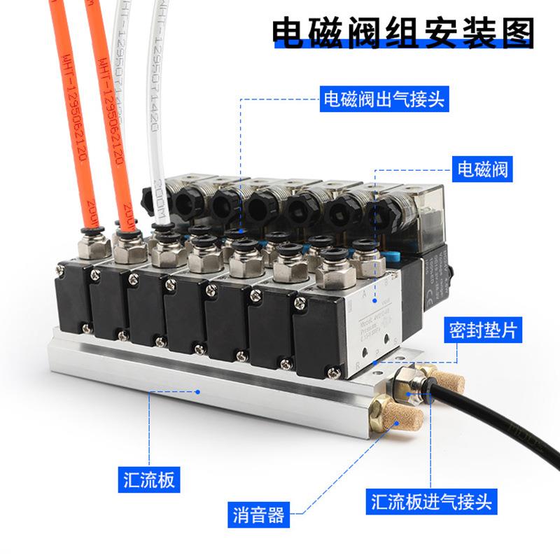 电磁阀阀组4V10一08气控阀2V气缸换4向阀22组0V气动电QOW磁控制阀
