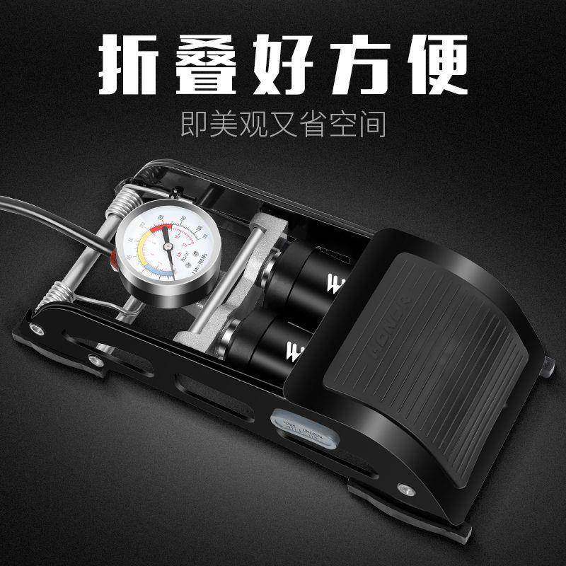 骑式者脚踩高压打气筒带携气压表便篮球自行车NAL汽西车充气泵其