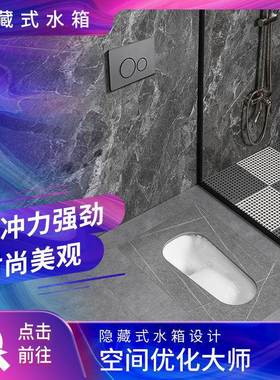 JUb岩板蹲便器新款家用蹲坑间YUK式水箱整套装陶瓷便卫坑生冲灰色