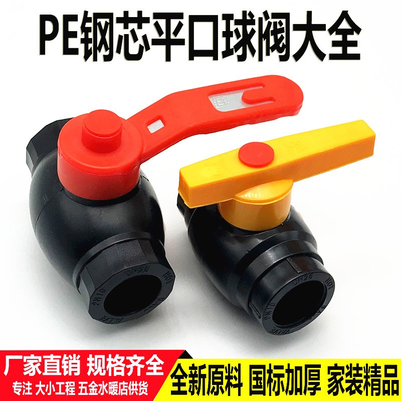 大流量PE钢芯球阀20 4分25 6分全塑球阀32 1寸50 63阀门水管配件