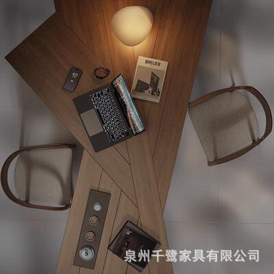 异形办公约桌书桌实木电脑桌板茶桌现代简公设计大师客厅QL02352