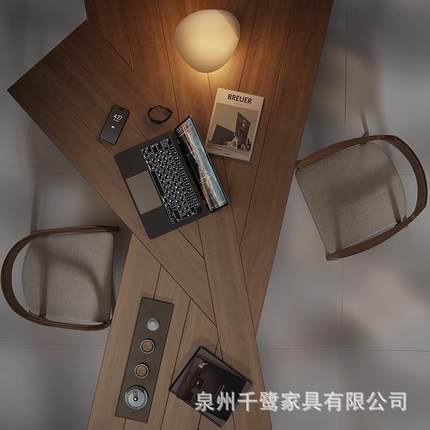 异形办公约桌书桌实木电脑桌板茶桌现代简公设计大师客厅QL02352