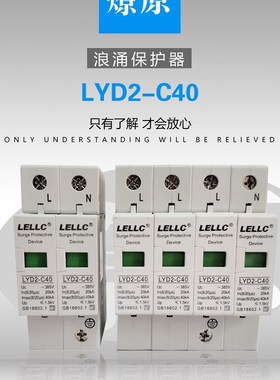 燎原浪涌LYD2-C40  20-40KA/2P电涌防雷保护器有检测报告家用浪涌