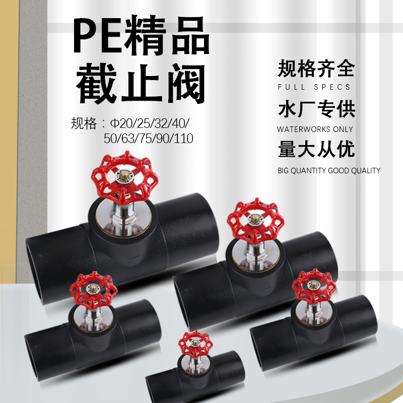 PE热熔截止阀升降式4分6分 20 25 32 40 50 63 75 90 110水管阀门