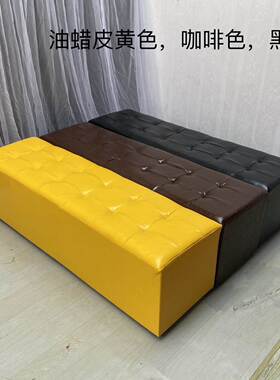 新203200款矮脚换鞋凳油K蜡革TV皮酒浴室沙发凳长条凳实木吧皮凳