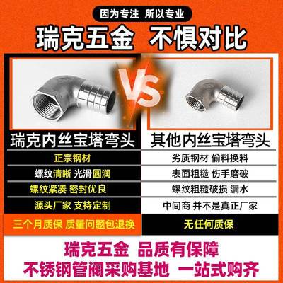 304不锈钢丝宝弯头90MOX度直角内皮管气管件水管配接头4塔分6分1