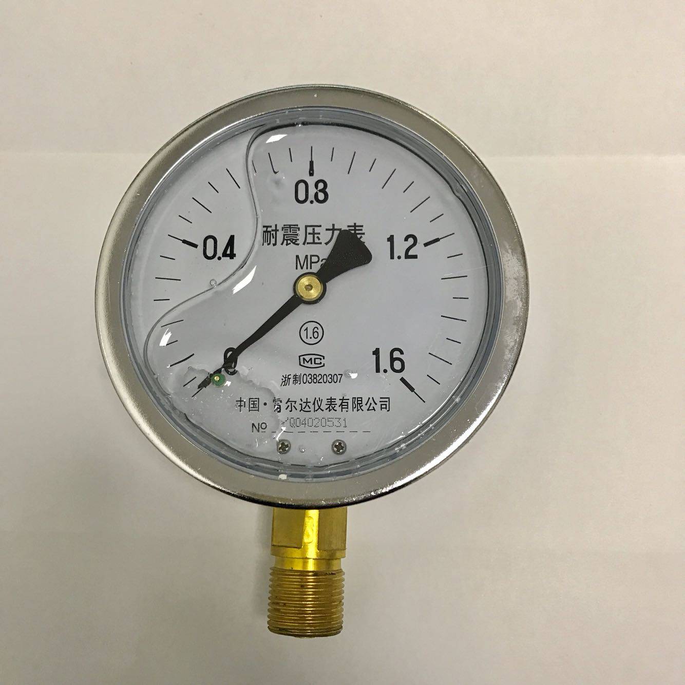 雷尔达仪表 耐震压力表 YN-100 1.6mpa m20x1.5 直径100mm 1.6级